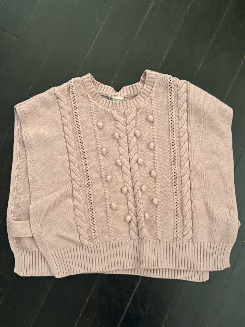 Soft Pink Cable Knit Pom-Pom vest Sweater - Women